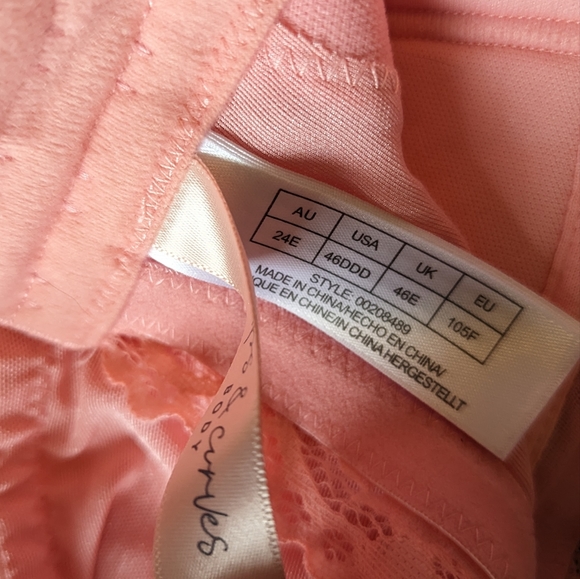 Hips & Curves Bra 46DDD Rose Pink Lace Wire Free Adjustable Straps Convertible - Picture 7 of 7